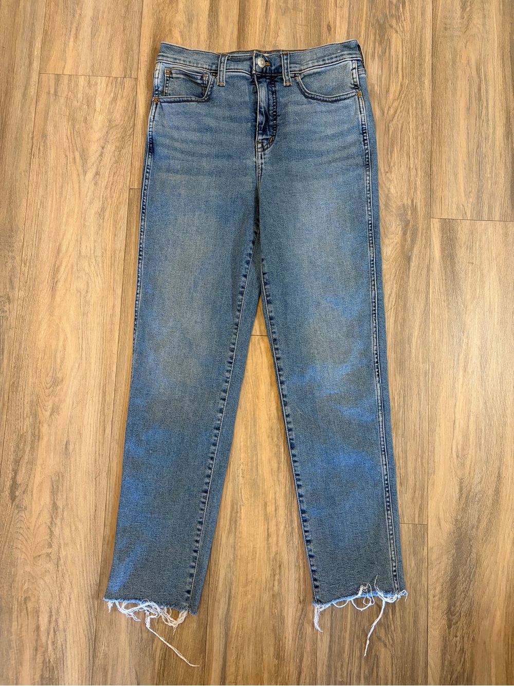 Madewell Roadtripper Stovepipe Jeans 28 Raw Hem Ankle Crop High Rise - Picture 2 of 5